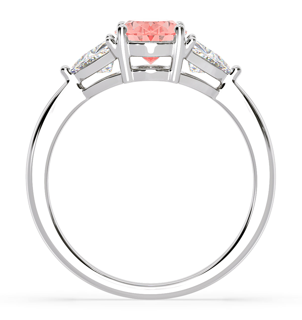 Dalia Pink Lab Diamond Oval with Trillions 1.70ct Ring in 18K White Gold - Elara Collection