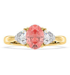 Dalia Pink Lab Diamond Oval with Trillions 1.70ct Ring in 18K Yellow Gold - Elara Collection