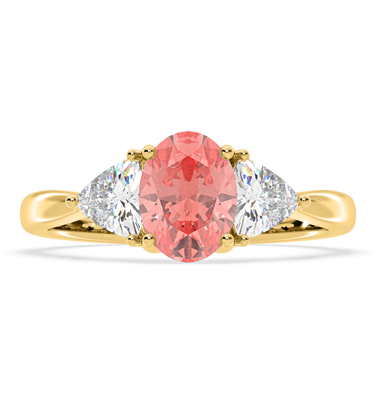Dalia Pink Lab Diamond Oval with Trillions 1.70ct Ring in 18K Yellow Gold - Elara Collection