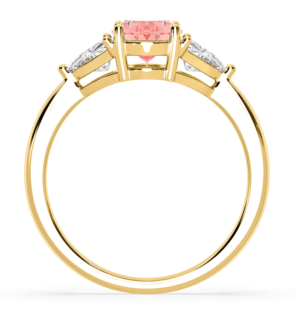 Dalia Pink Lab Diamond Oval with Trillions 1.70ct Ring in 18K Yellow Gold - Elara Collection