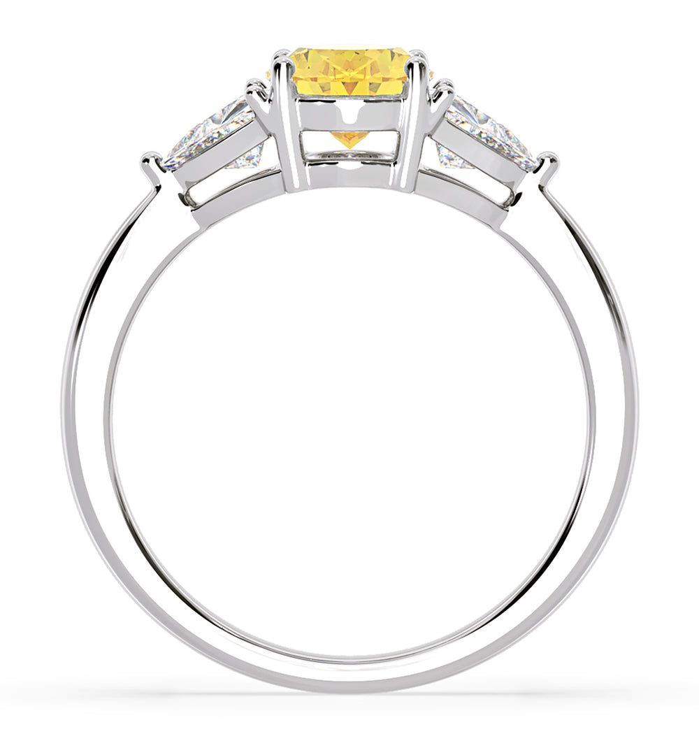 Dalia Yellow Lab Diamond Oval with Trillions 1.70ct Ring in 18K White Gold - Elara Collection