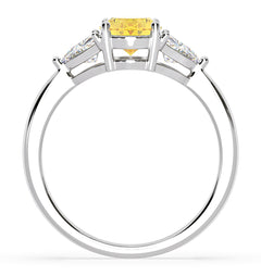 Dalia Yellow Lab Diamond Oval with Trillions 1.70ct Ring in 18K White Gold - Elara Collection