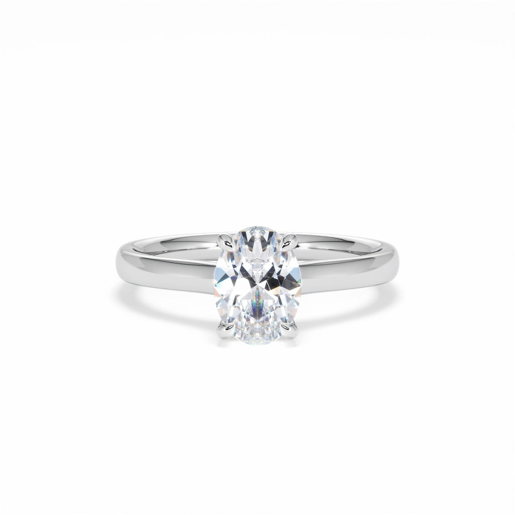 Amora Oval 1.00ct Hidden Halo Lab Diamond Engagement Ring F/VS1 Set in 18K White Gold