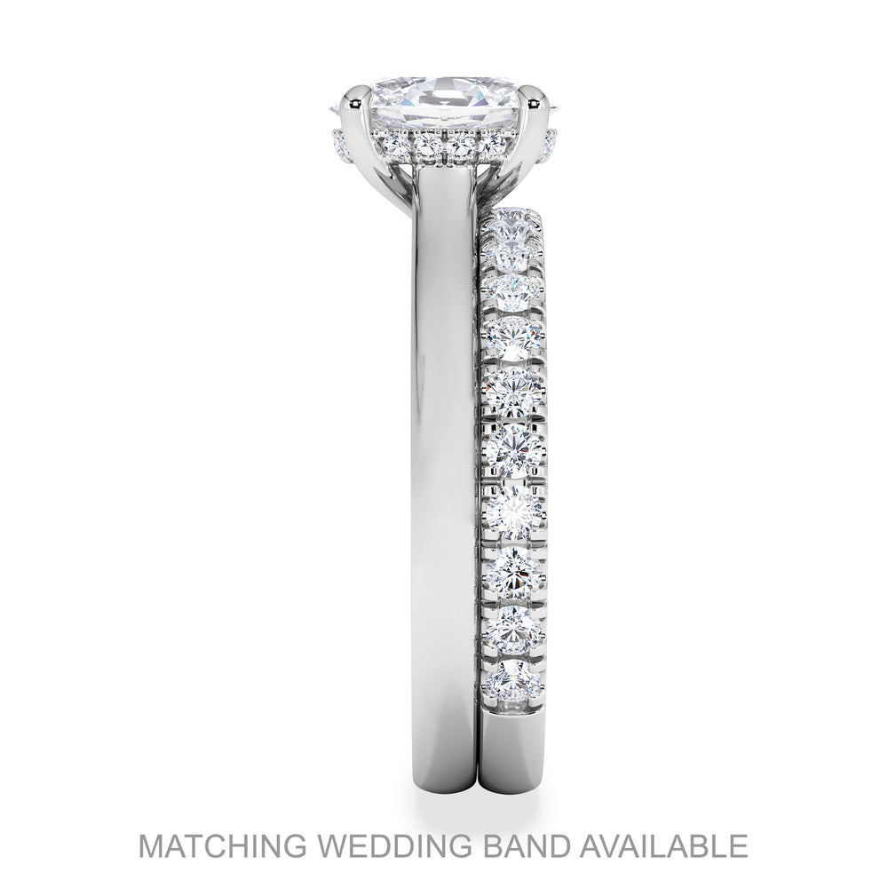 Amora Oval 1.00ct Hidden Halo Lab Diamond Engagement Ring F/VS1 Set in 18K White Gold