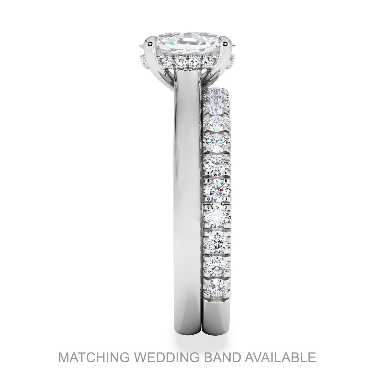 Amora Oval 1.00ct Hidden Halo Lab Diamond Engagement Ring F/VS1 Set in 18K White Gold