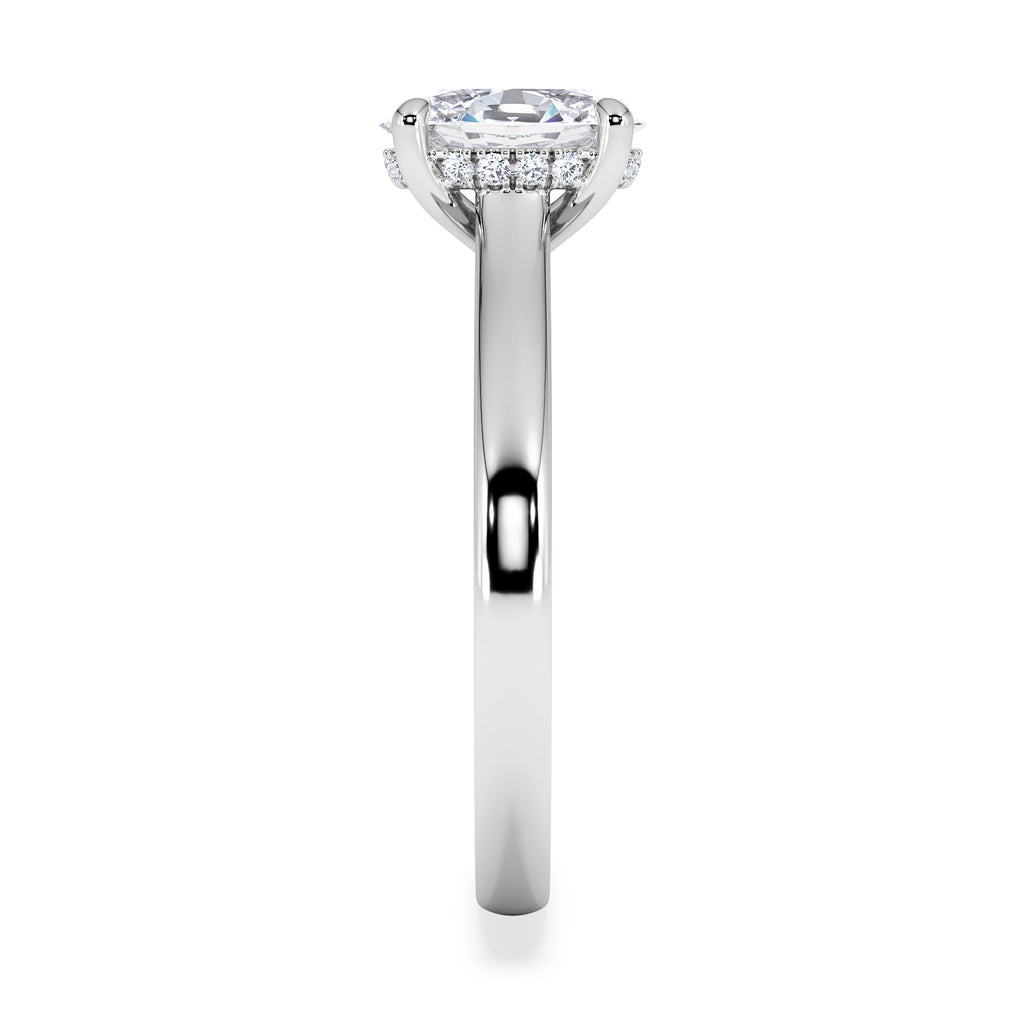 Amora Oval 1.00ct Hidden Halo Diamond Engagement Ring G/VS1 Set in 18K White Gold