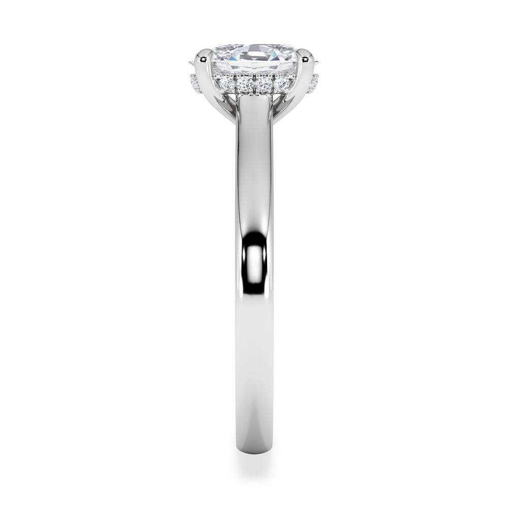 Amora Oval 1.00ct Hidden Halo Lab Diamond Engagement Ring F/VS1 Set in 18K White Gold