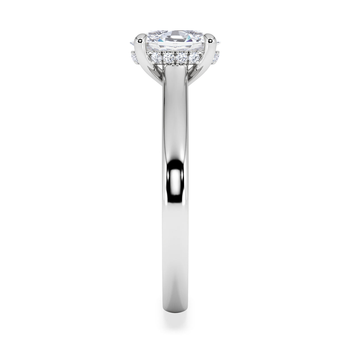 Amora Oval 1.00ct Hidden Halo Lab Diamond Engagement Ring F/VS1 Set in 18K White Gold