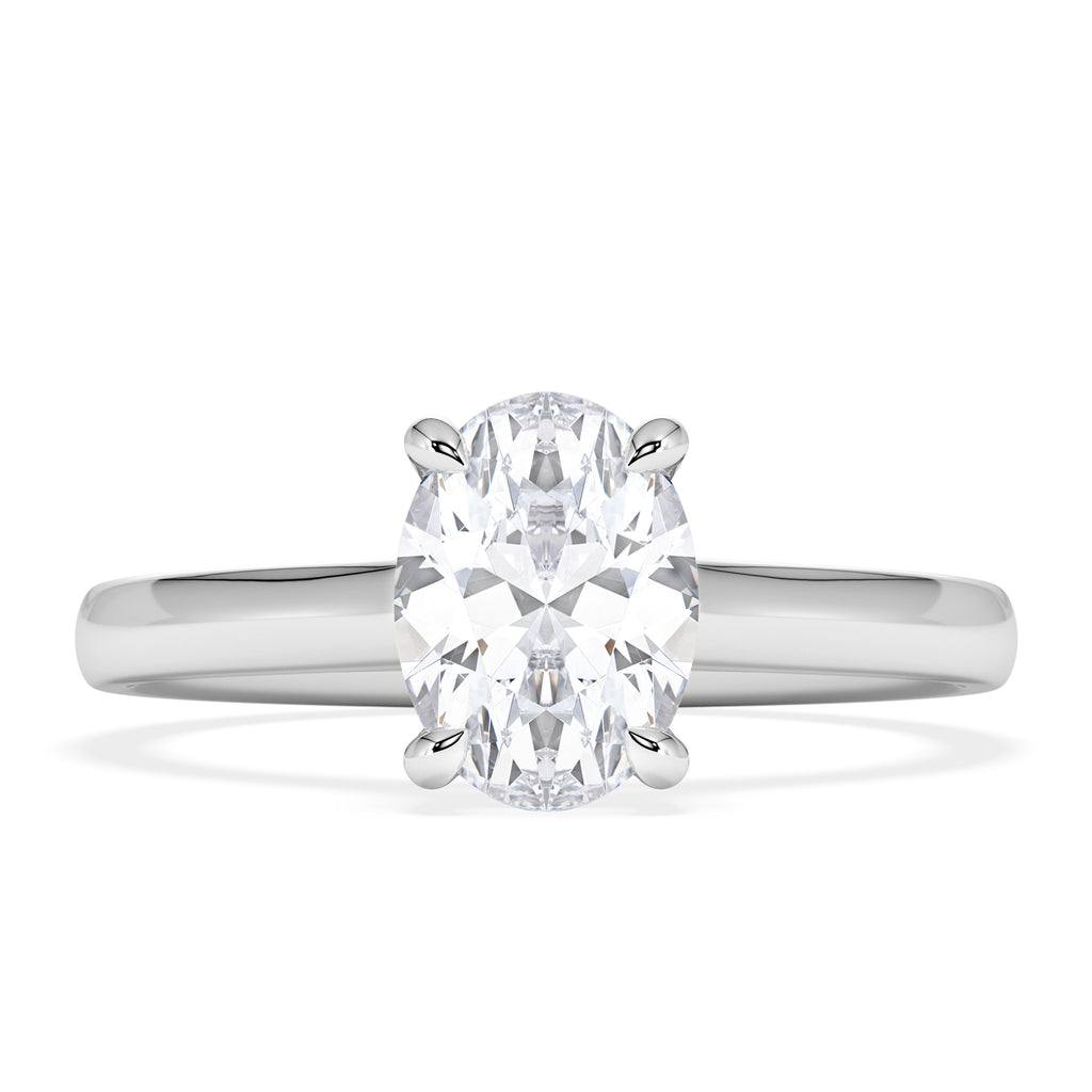 Amora Oval 1.00ct Hidden Halo Diamond Engagement Ring G/VS1 Set in 18K White Gold