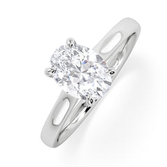 Amora Oval 1.00ct Hidden Halo Lab Diamond Engagement Ring F/VS1 Set in 18K White Gold