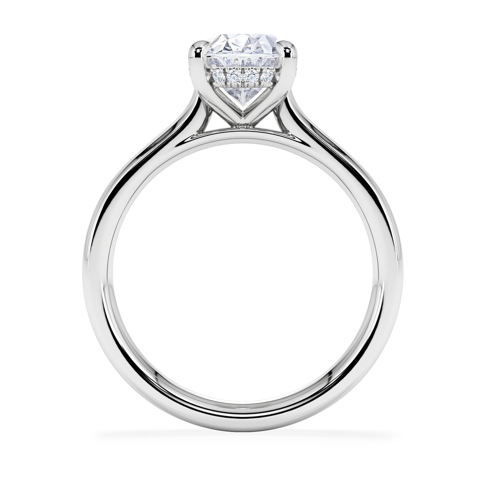 Amora Oval 2.00ct Hidden Halo Lab Diamond Engagement Ring F/VS1 Set in 18K White Gold