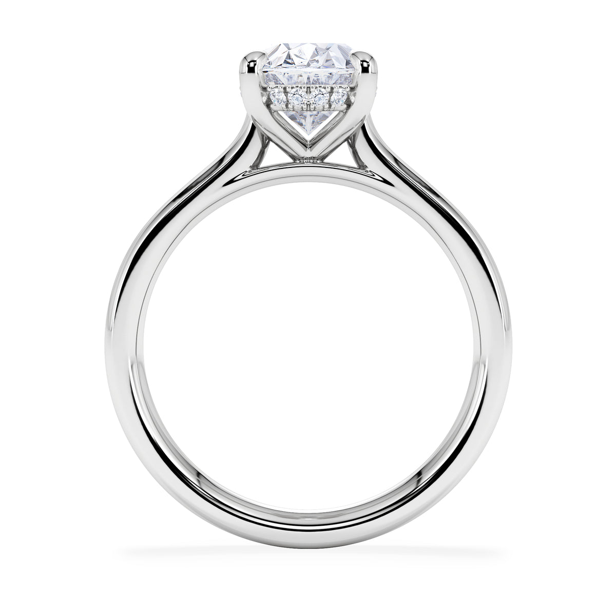 Amora Oval 2.00ct Hidden Halo Lab Diamond Engagement Ring F/VS1 Set in 18K White Gold