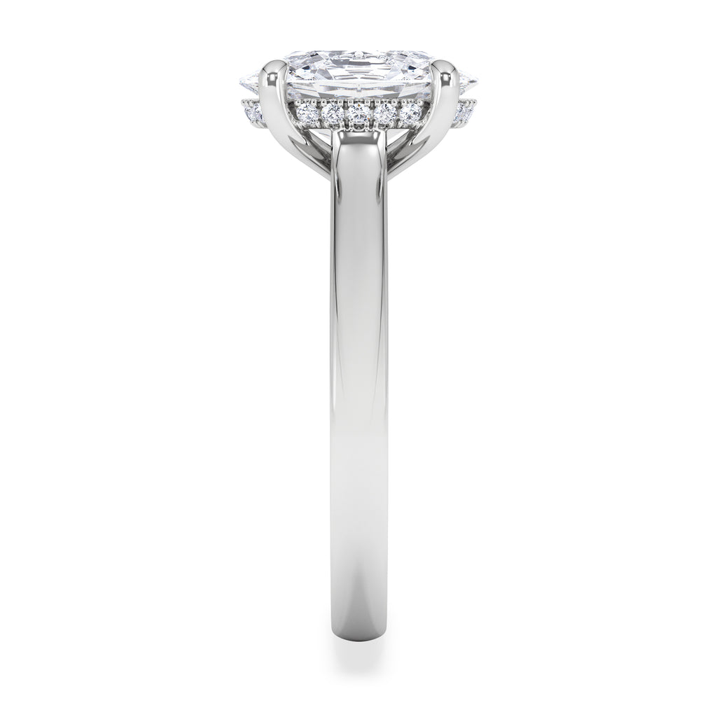 Amora Oval 2.00ct Hidden Halo Lab Diamond Engagement Ring F/VS1 Set in 18K White Gold