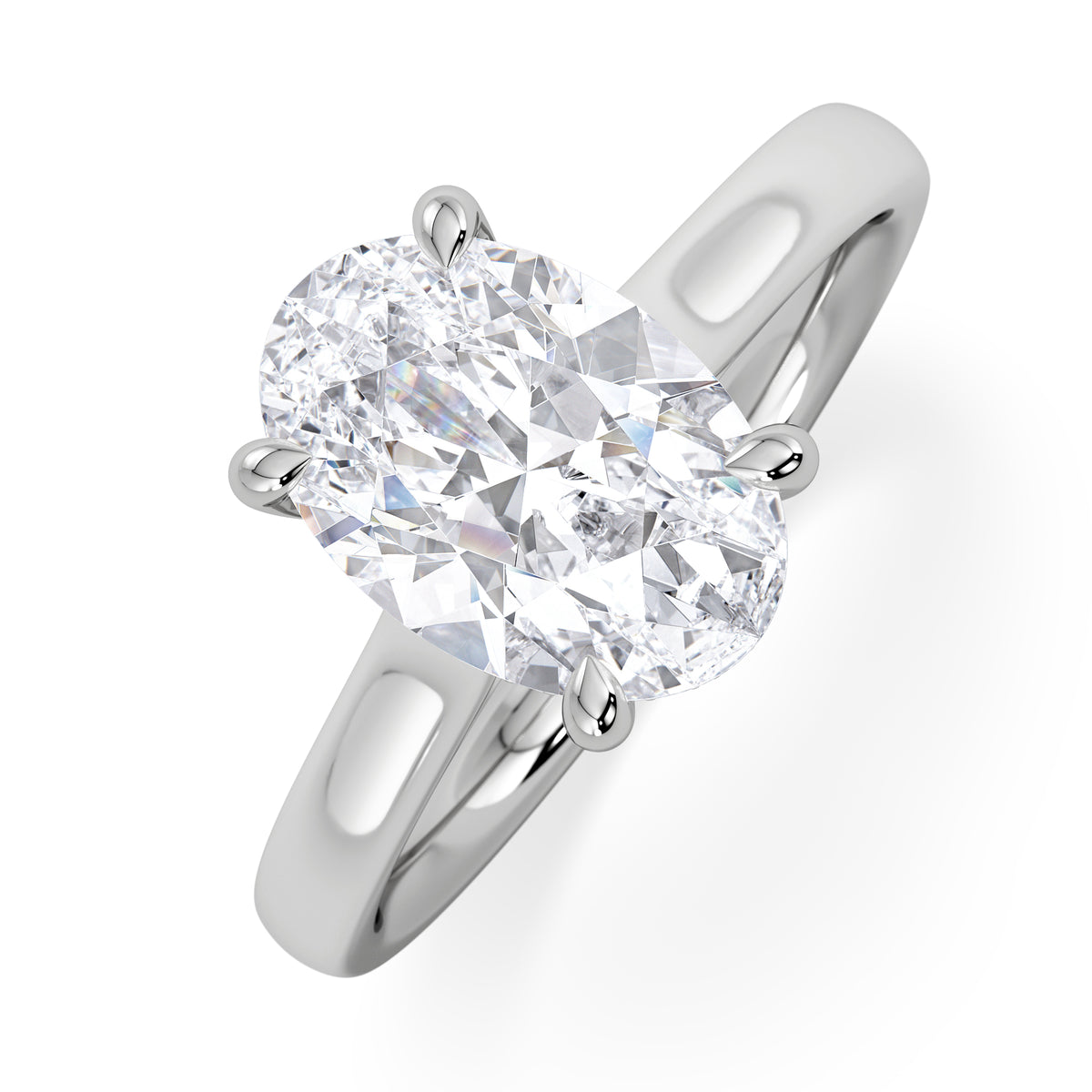 Amora Oval 2.00ct Hidden Halo Lab Diamond Engagement Ring F/VS1 Set in 18K White Gold