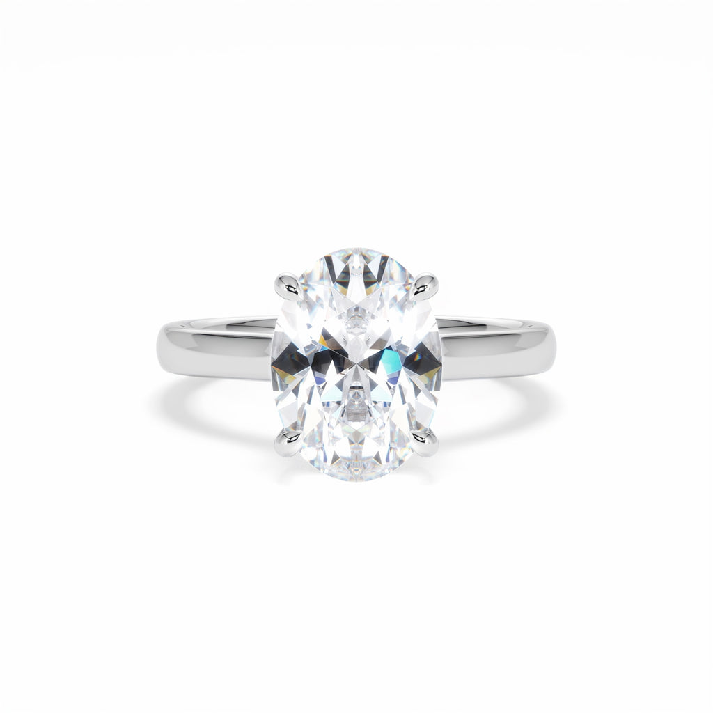 Amora Oval 3.00ct Hidden Halo Lab Diamond Engagement Ring G/VS1 Set in 18K White Gold