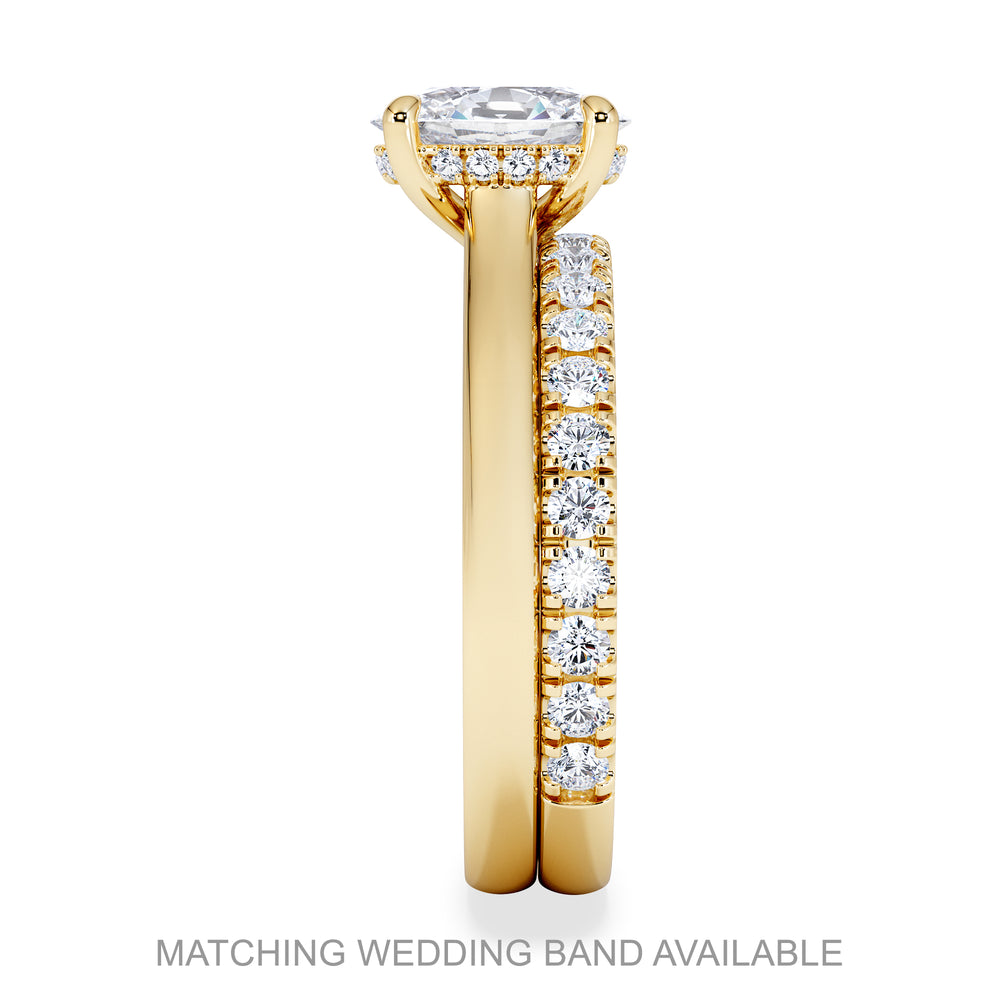 Amora Oval 1.00ct Hidden Halo Lab Diamond Engagement Ring F/VS1 Set in 18K Gold