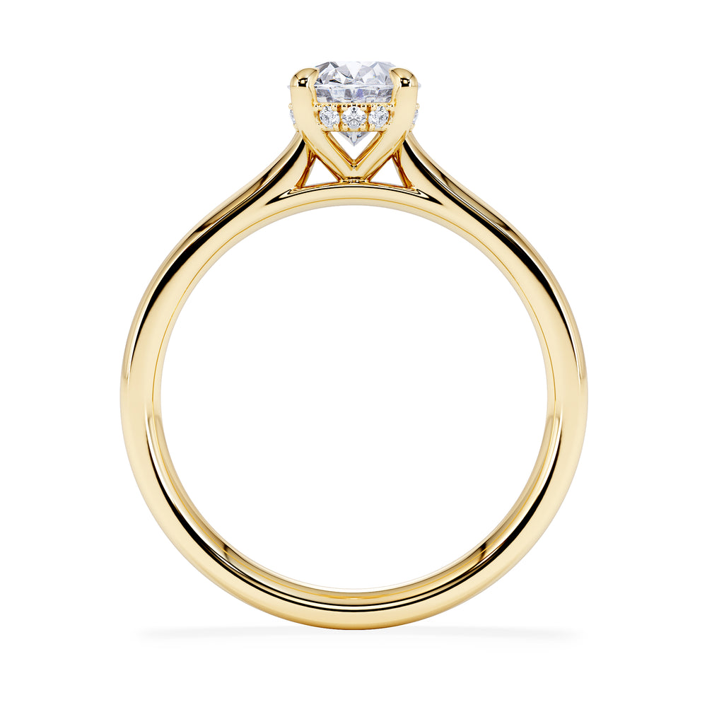Amora Oval 1.00ct Hidden Halo Lab Diamond Engagement Ring F/VS1 Set in 18K Gold