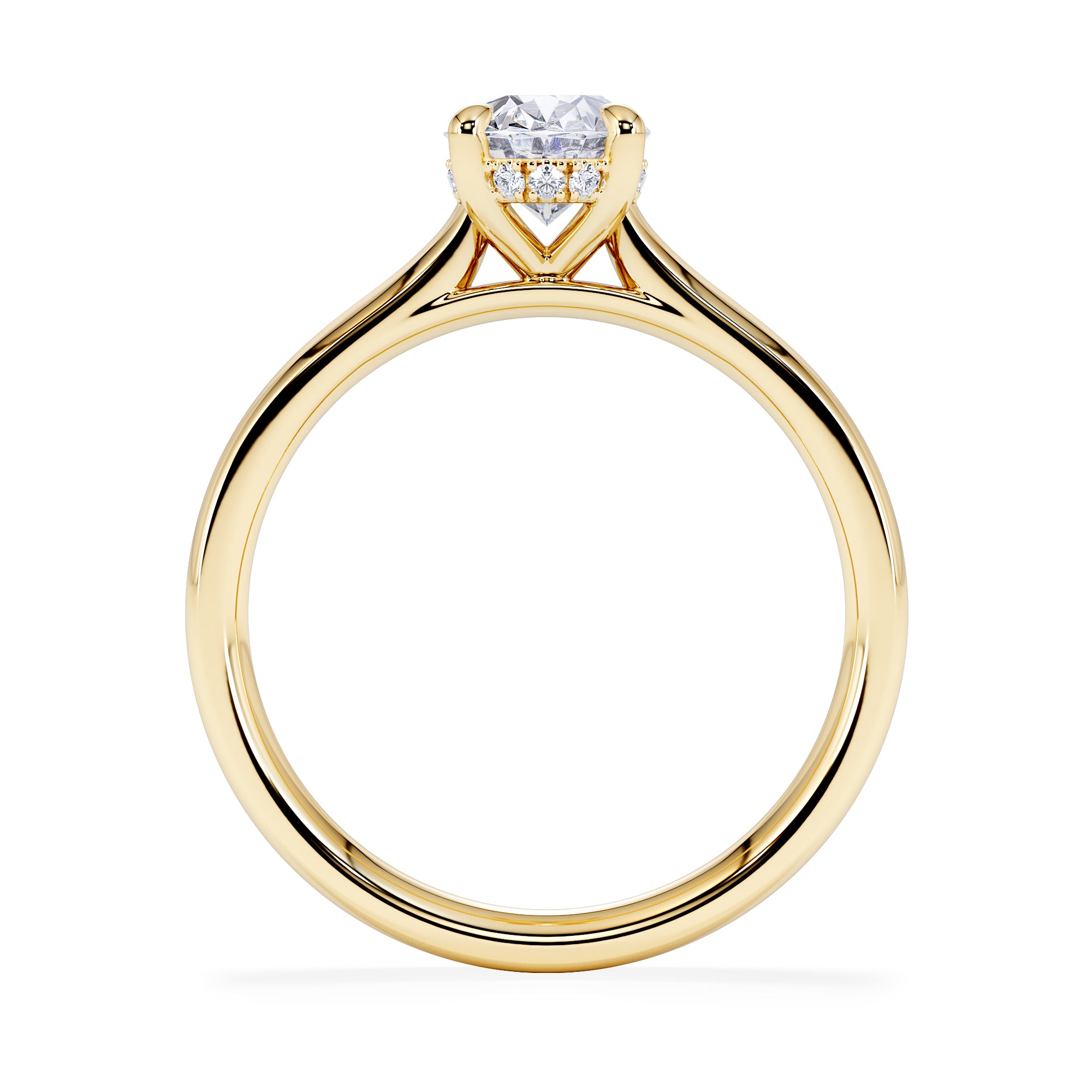 Amora Oval 1.00ct Hidden Halo Lab Diamond Engagement Ring F/VS1 Set in 18K Gold