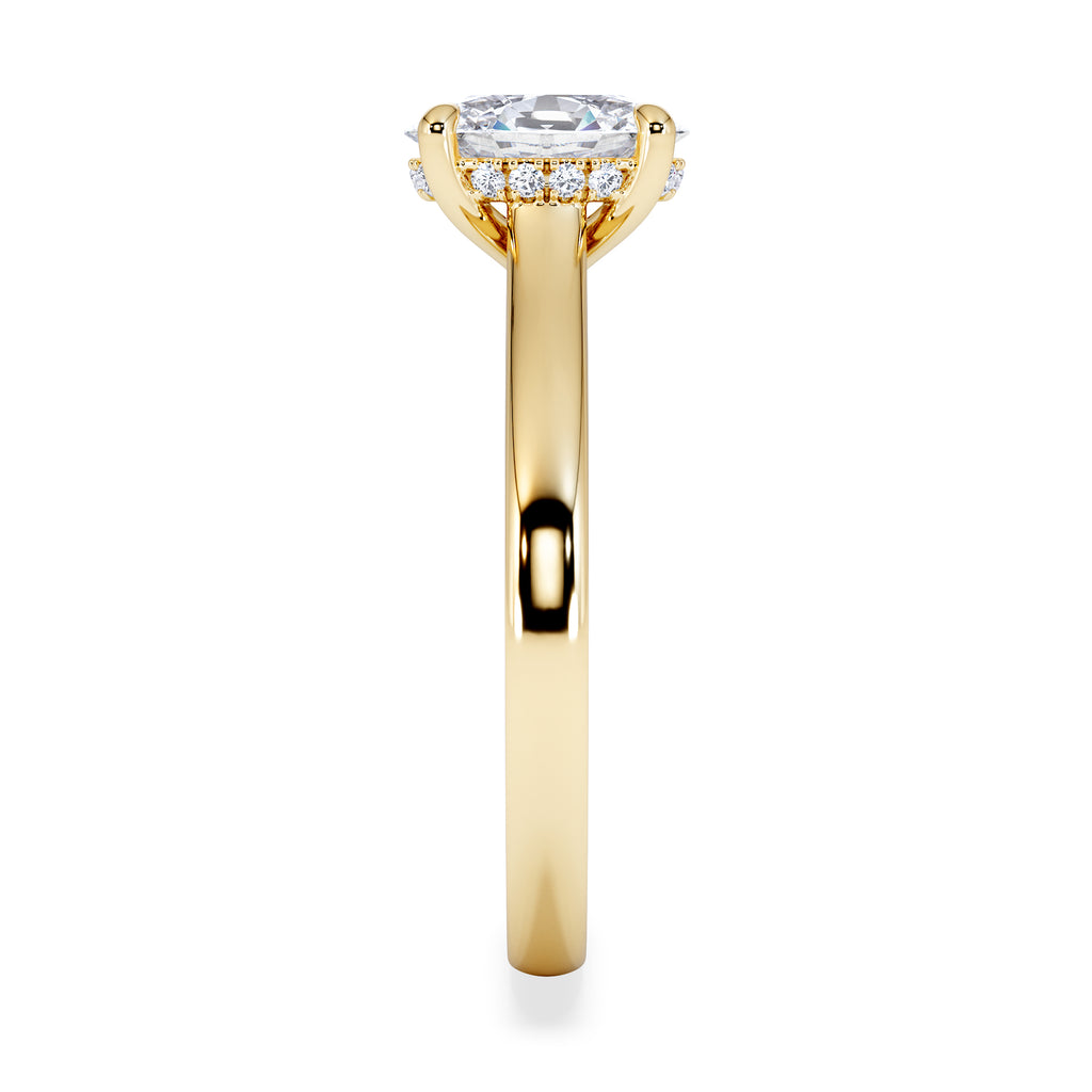 Amora Oval 1.00ct Hidden Halo Diamond Engagement Ring G/VS Set in 18K Gold