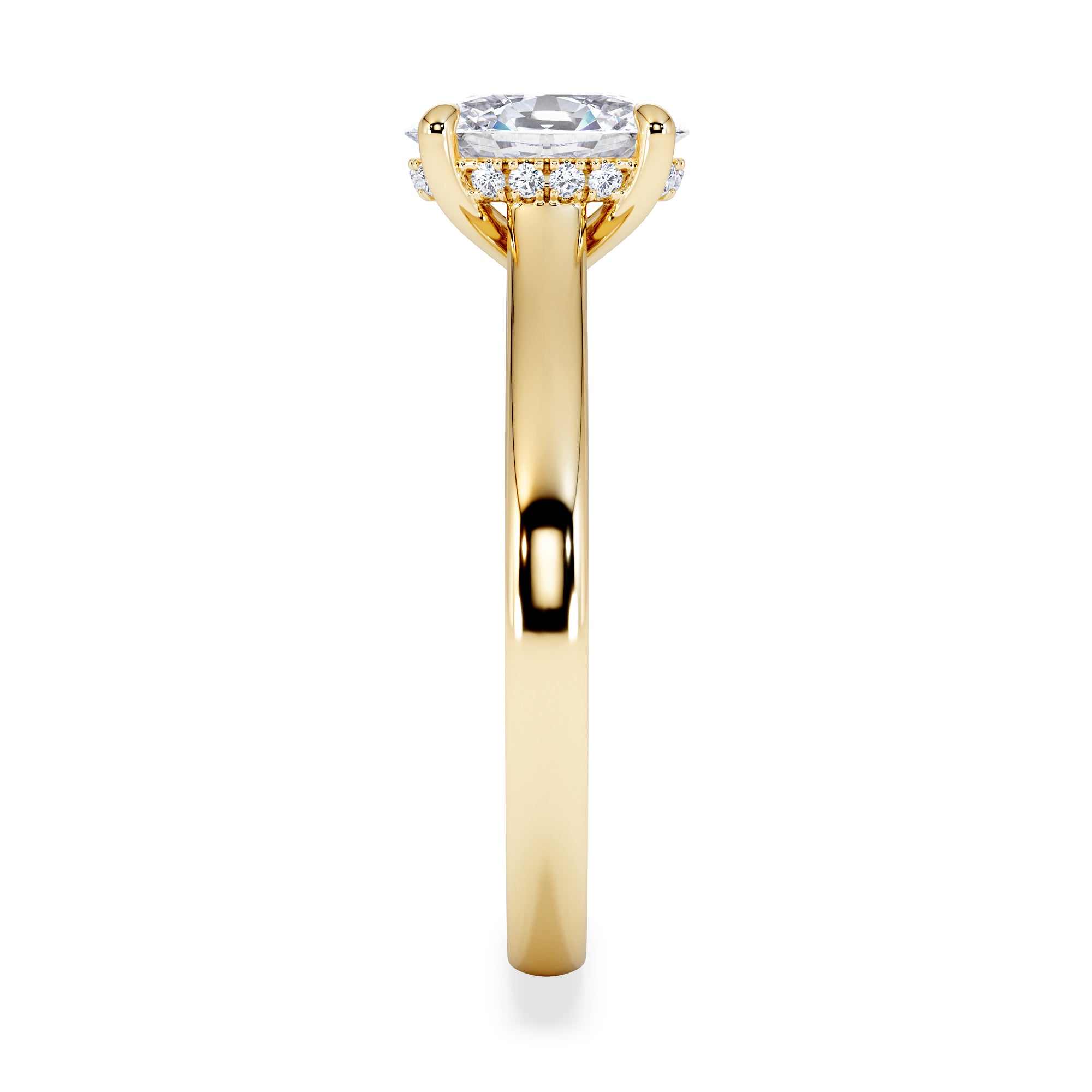 Amora Oval 1.00ct Hidden Halo Lab Diamond Engagement Ring F/VS1 Set in 18K Gold