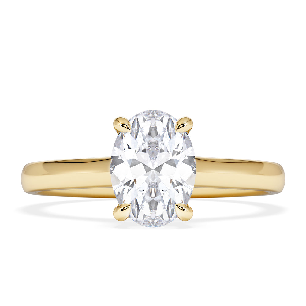 Amora Oval 1.00ct Hidden Halo Lab Diamond Engagement Ring F/VS1 Set in 18K Gold