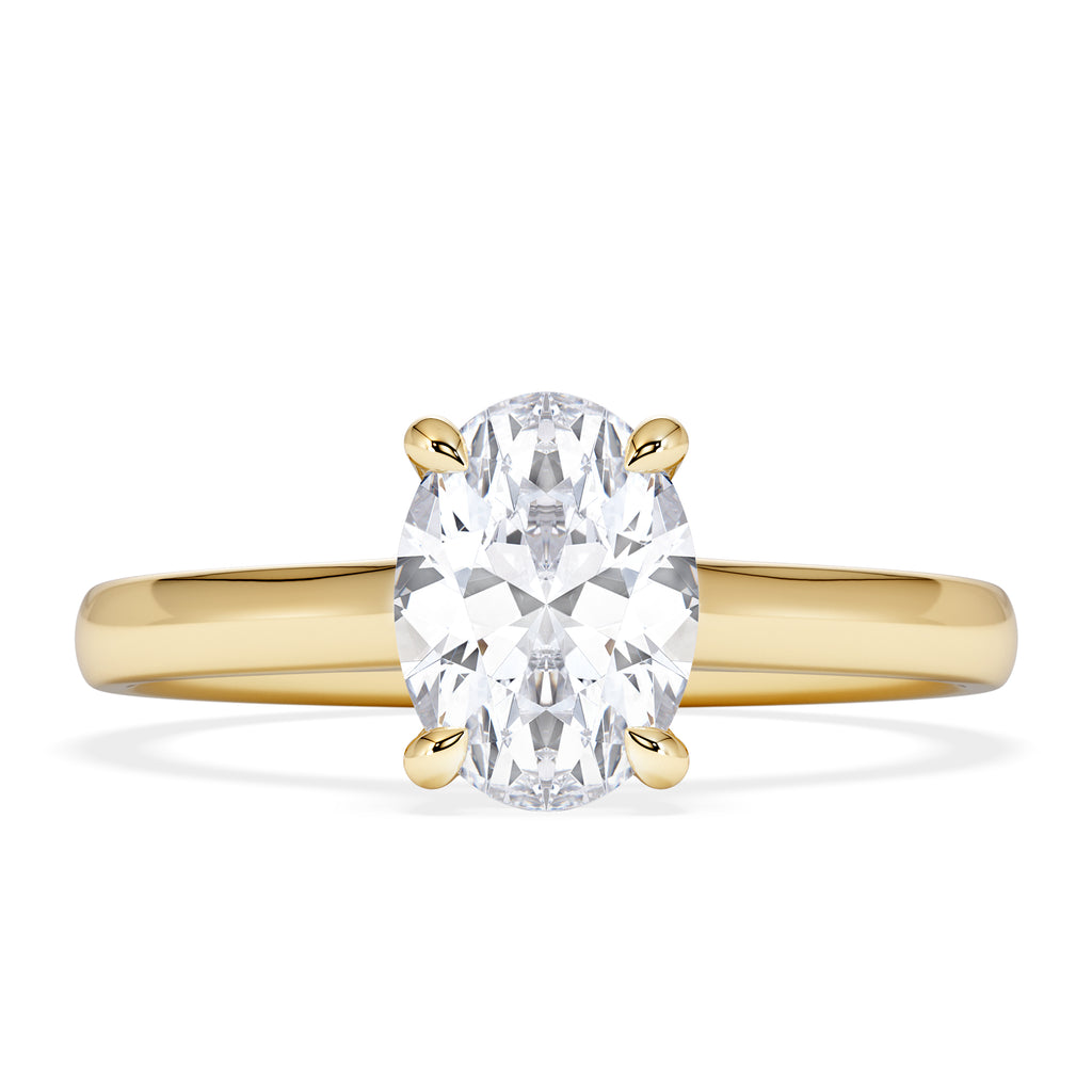 Amora Oval 1.00ct Hidden Halo Lab Diamond Engagement Ring F/VS1 Set in 18K Gold