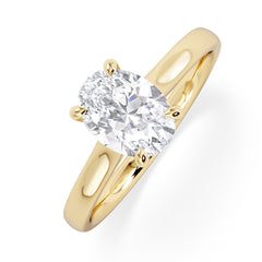 Amora Oval 1.00ct Hidden Halo Lab Diamond Engagement Ring F/VS1 Set in 18K Gold