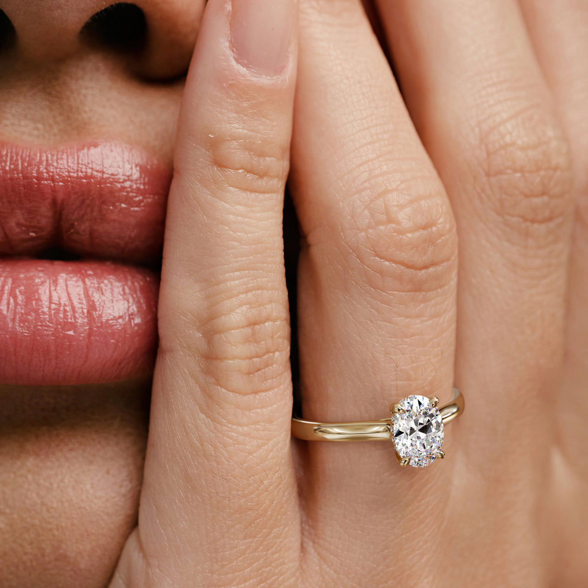 Amora Oval 1.00ct Hidden Halo Diamond Engagement Ring G/VS1 Set in 18K Gold