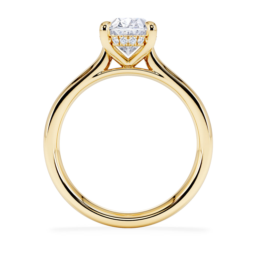 Amora Oval 2.00ct Hidden Halo Lab Diamond Engagement Ring F/VS1 Set in 18K Gold