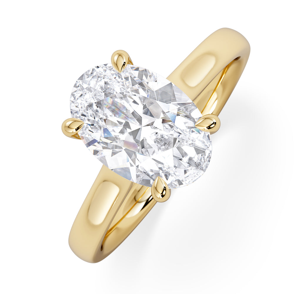 Amora Oval 2.00ct Hidden Halo Lab Diamond Engagement Ring F/VS1 Set in 18K Gold