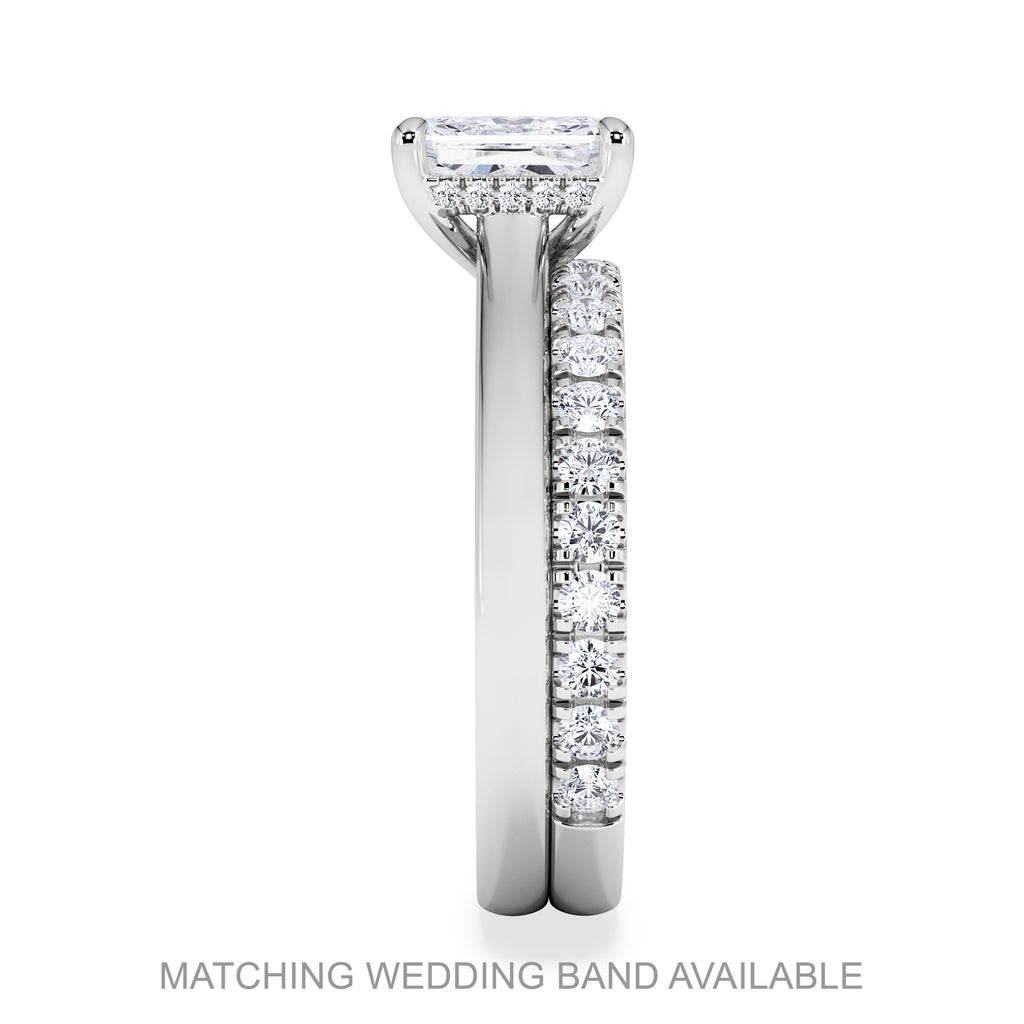 Amora Radiant 1.00ct Hidden Halo Lab Diamond Engagement Ring F/VS1 Set in 18K White Gold