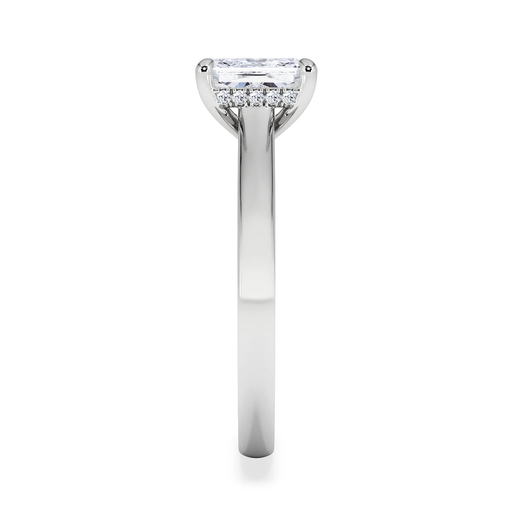 Amora Radiant 1.00ct Hidden Halo Lab Diamond Engagement Ring F/VS1 Set in 18K White Gold