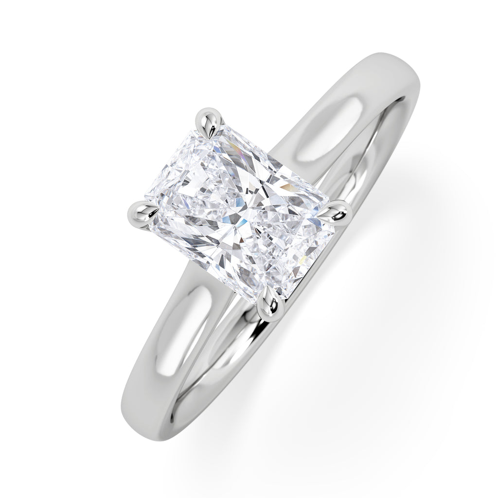 Amora Radiant 1.00ct Hidden Halo Diamond Engagement Ring G/VS Set in Platinum