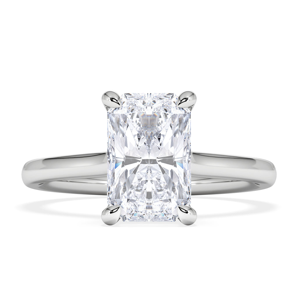 Amora Radiant 2.00ct Hidden Halo Lab Diamond Engagement Ring F/VS1 Set in 18K White Gold