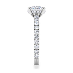 Amora Oval 1.00ct Hidden Halo Diamond Engagement Ring With Side Stones Set in Platinum