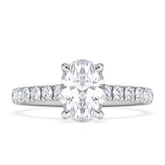 Amora Oval 1.00ct Hidden Halo Diamond Engagement Ring With Side Stones Set in 18K White Gold
