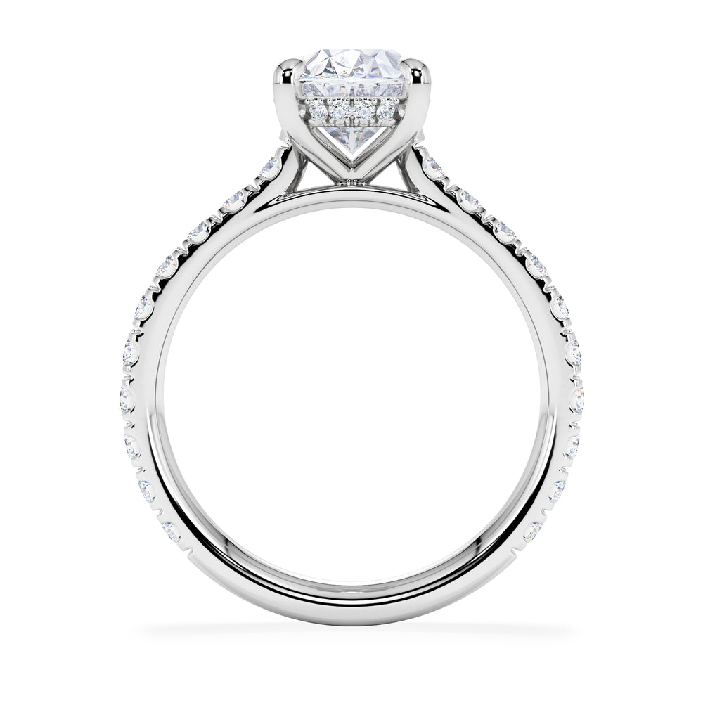 Amora Oval 2.00ct Hidden Halo Lab Diamond Engagement Ring With Side Stones Set in Platinum