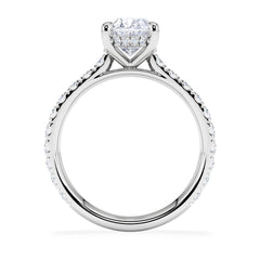 Amora Oval 2.00ct Hidden Halo Lab Diamond Engagement Ring With Side Stones Set in Platinum