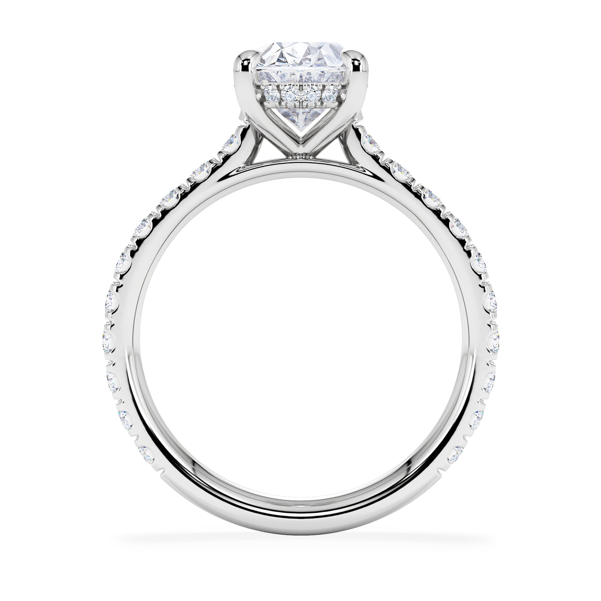 Amora Oval 2.00ct Hidden Halo Lab Diamond Engagement Ring With Side Stones Set in Platinum