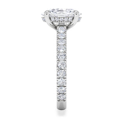 Amora Oval 2.00ct Hidden Halo Lab Diamond Engagement Ring With Side Stones Set in Platinum