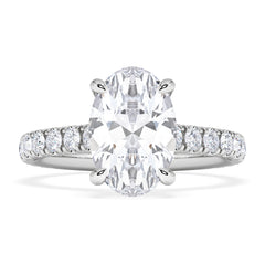 Amora Oval 2.00ct Hidden Halo Lab Diamond Engagement Ring With Side Stones Set in 18K White Gold