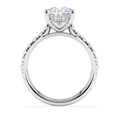Amora Oval 3.00ct Hidden Halo Lab Diamond Engagement Ring With Side Stones Set in Platinum