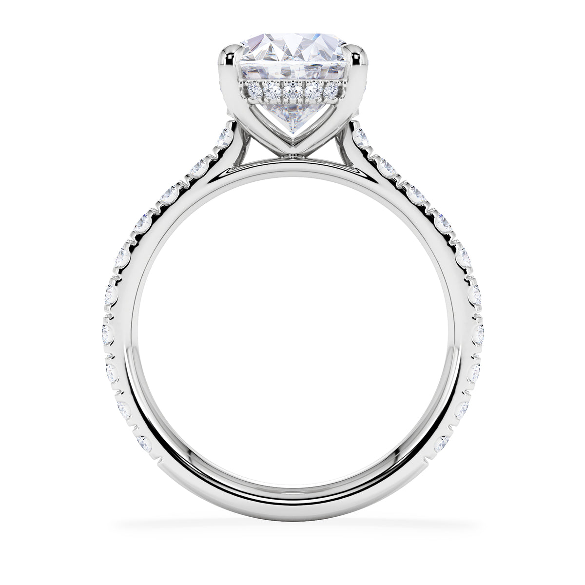 Amora Oval 3.00ct Hidden Halo Lab Diamond Engagement Ring With Side Stones Set in Platinum