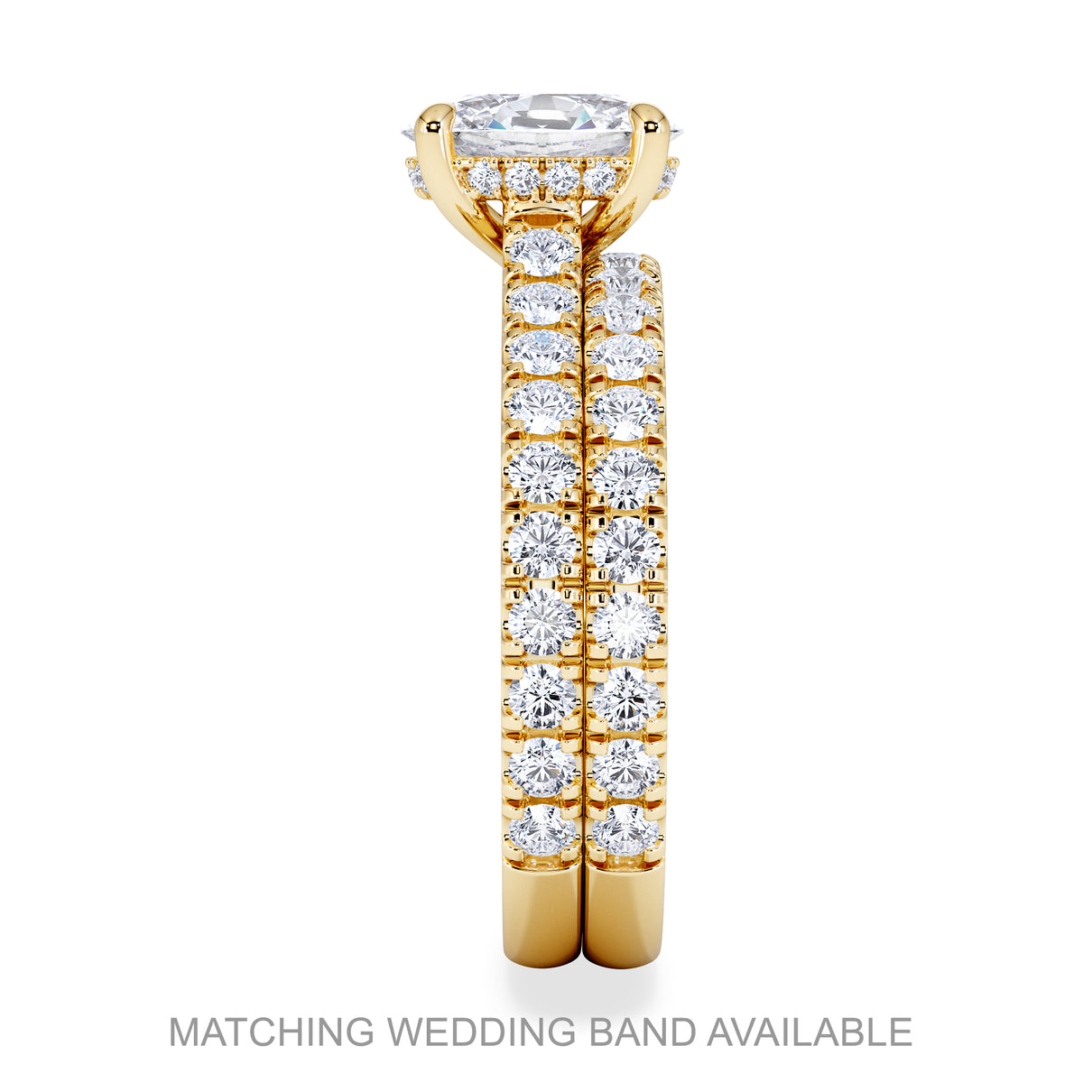 Amora Oval 3.00ct Hidden Halo Lab Diamond Engagement Ring With Side Stones Set in 18K Gold