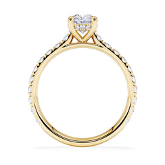 Amora Oval 1.00ct Hidden Halo Diamond Engagement Ring With Side Stones Set in 18K Gold