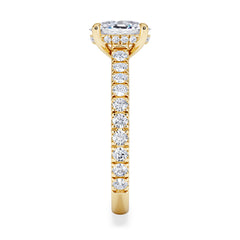 Amora Oval 1.00ct Hidden Halo Diamond Engagement Ring With Side Stones Set in 18K Gold