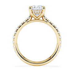 Amora Oval 2.00ct Hidden Halo Lab Diamond Engagement Ring With Side Stones Set in 18K Gold