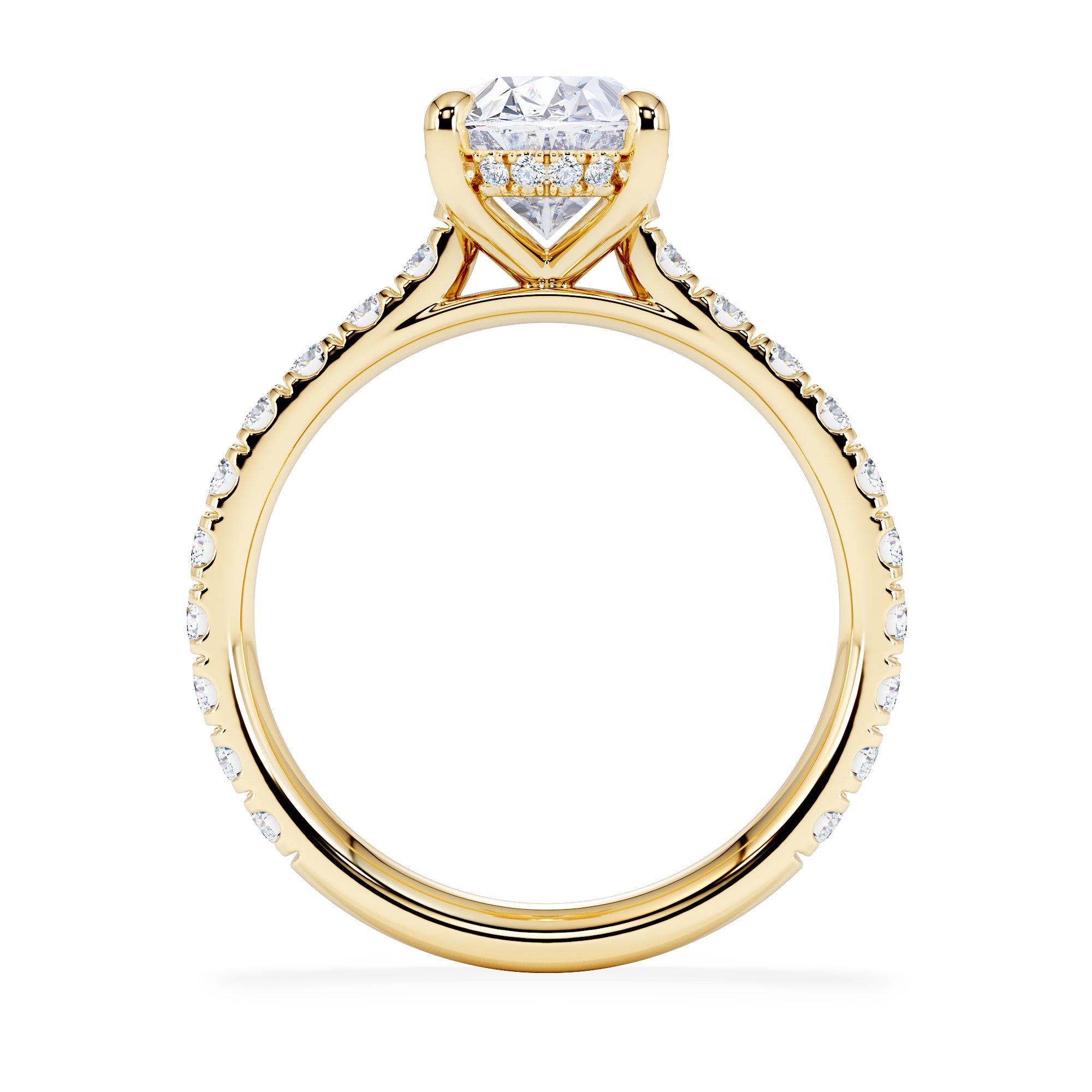 Amora Oval 2.00ct Hidden Halo Lab Diamond Engagement Ring With Side Stones Set in 18K Gold
