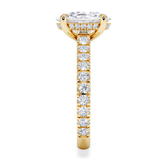 Amora Oval 2.00ct Hidden Halo Lab Diamond Engagement Ring With Side Stones Set in 18K Gold