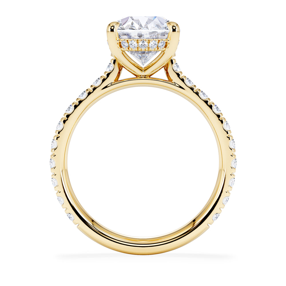 Amora Oval 3.00ct Hidden Halo Lab Diamond Engagement Ring With Side Stones Set in 18K Gold